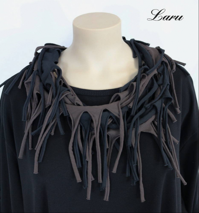 Doppelschal Loop Fransen 2 farbig [Unisex | schwarz/braun]