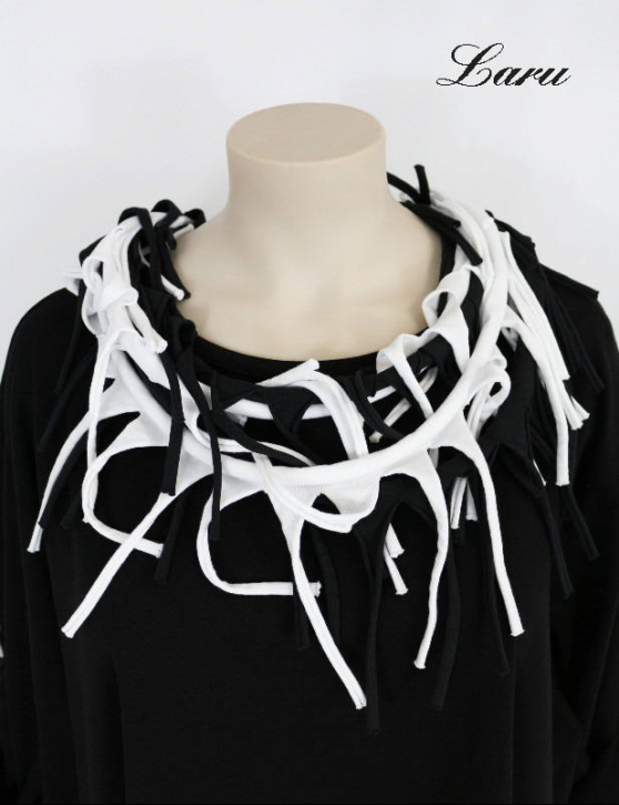 Doppelschal Loop Fransen 2 farbig [Unisex | schwarz/weiß]