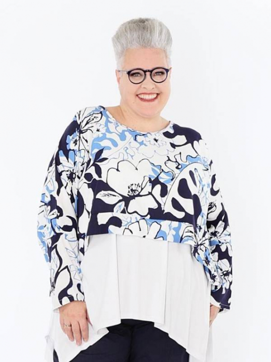 Shirt kurz kastig Sommer blau AKH 7011 Isalie [OneSize | blau/weiß]