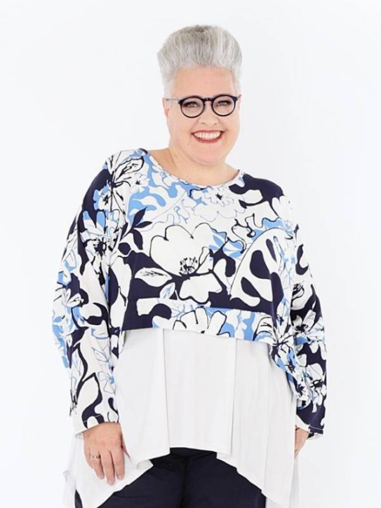 Shirt kurz kastig Sommer blau AKH 7011 Isalie [OneSize | blau/weiß]
