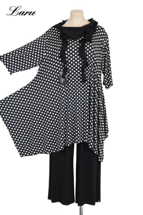 Shirt Slinky ALine ausgestellt 5936 schwarz Punkte [OneSize | schwarz/weiß]