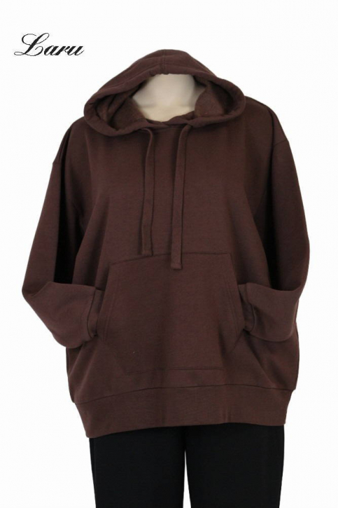 Kuschel Shirt Hoody kurz mit Tasche [OneSize | dunkelbraun]