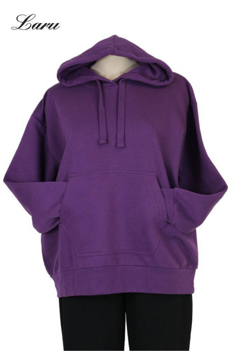 Kuschel Shirt Hoody kurz mit Tasche [OneSize | Lila]