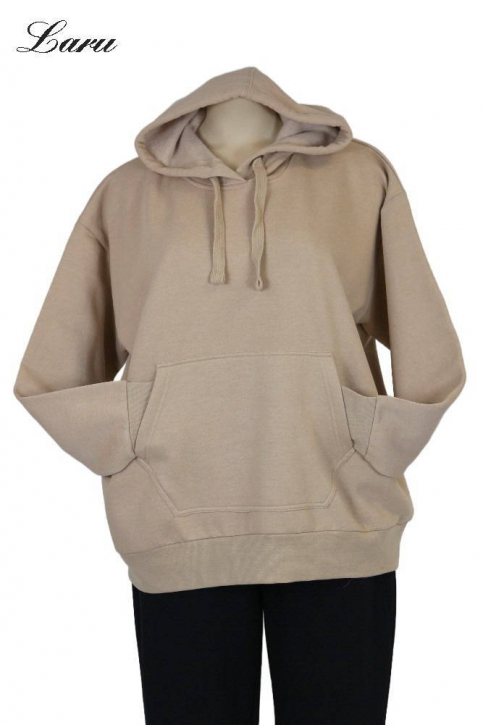 Kuschel Shirt Hoody kurz mit Tasche [OneSize | Beige]