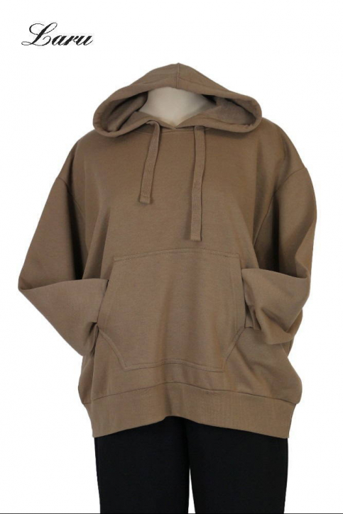 Kuschel Shirt Hoody kurz mit Tasche [OneSize | schlamm]