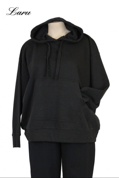 Kuschel Shirt Hoody kurz mit Tasche [OneSize | schwarz]