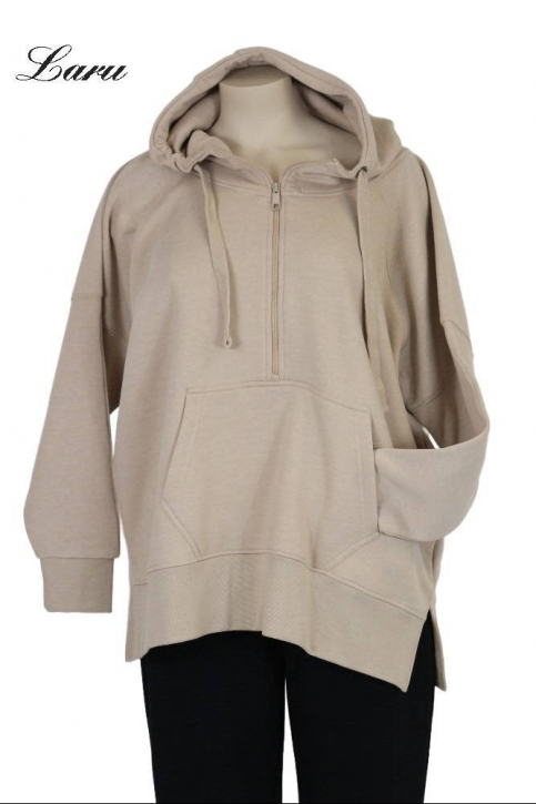 Kuschel Shirt Hoody mit Zippo [OneSize | Beige]