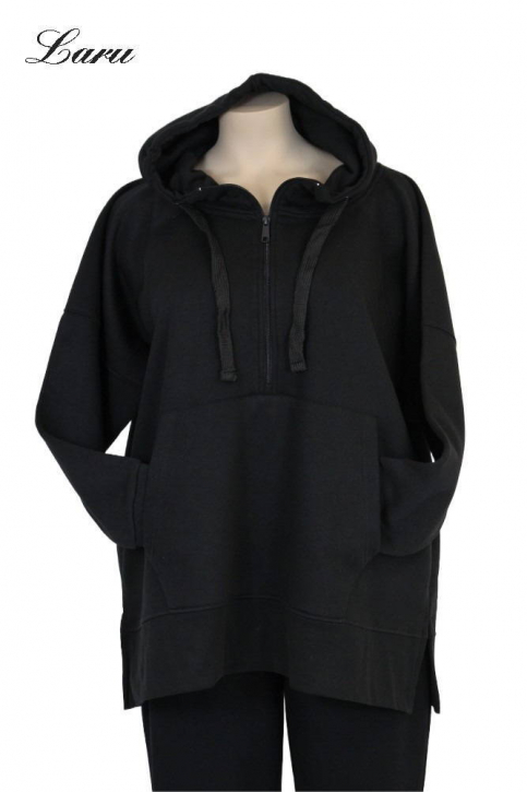 Kuschel Shirt Hoody mit Zippo [OneSize | schwarz]
