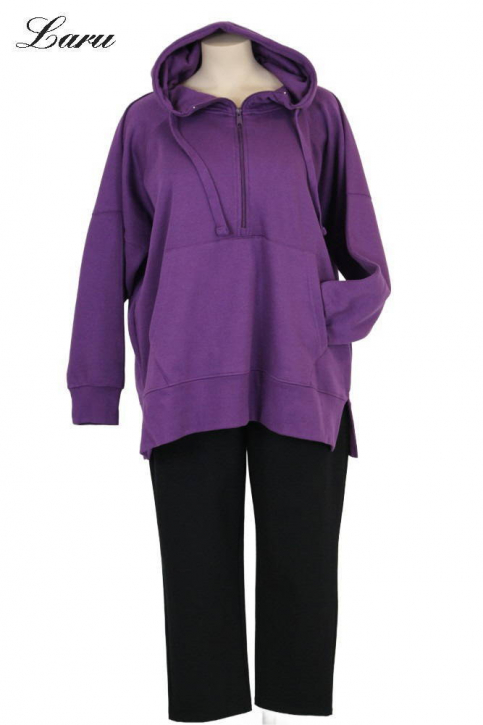 Kuschel Shirt Hoody mit Zippo [OneSize | Lila]