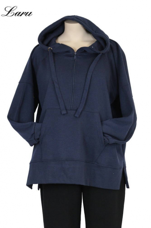 Kuschel Shirt Hoody mit Zippo [OneSize | dunkelblau]