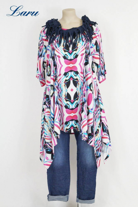 Shirt lang ALine pink bunt