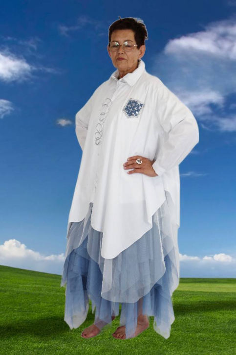 Blusenjacke weiß mit Tüllansatz 39816 [OneSize | weiß]