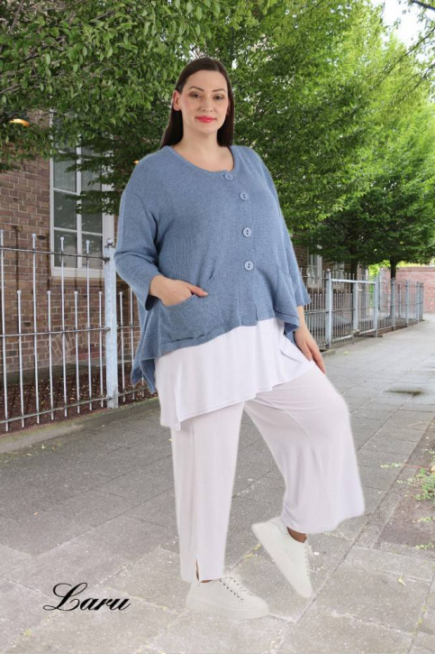 Strickjacke A Form kurz AKH 118 [OneSize | jeansblau]