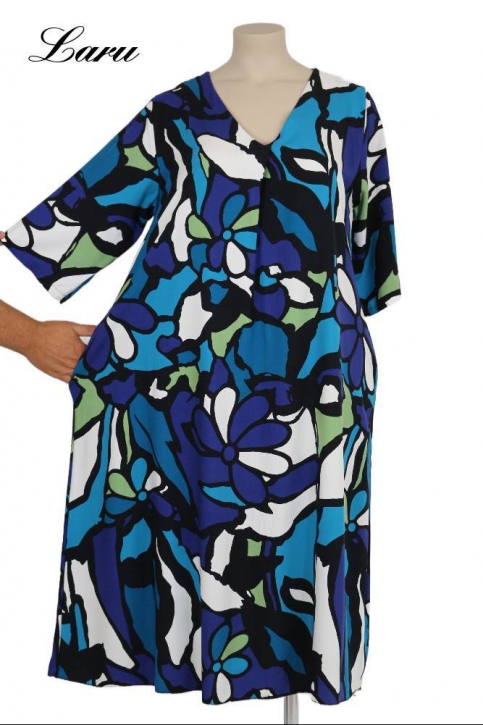 Kleid Sommer Muster Blau bunt 84092 [OneSize | bunt]
