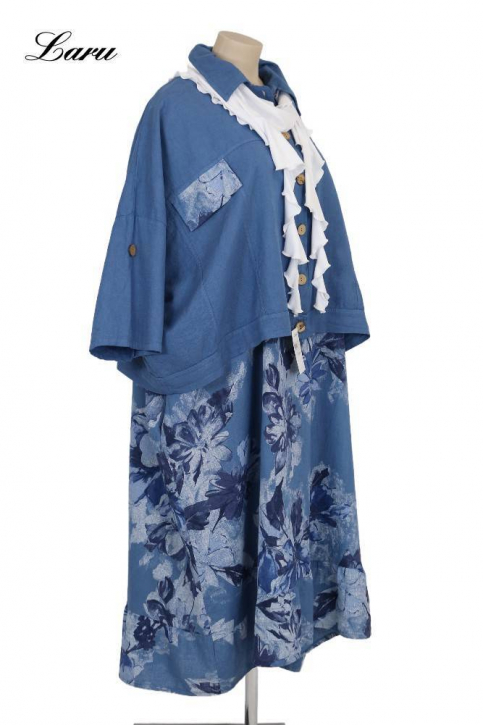 Leinenkleid Flower Oversize 92243 [OneSize | jeansblau]
