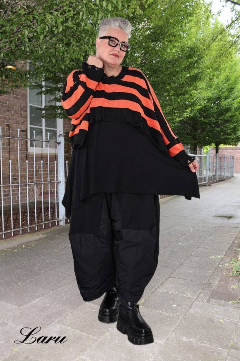 Strickpullover Überwurf gestreift AKH 2537 orange