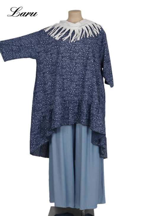 Shirt VoKuHiLa Blau Flower 6837 [OneSize | jeansblau]