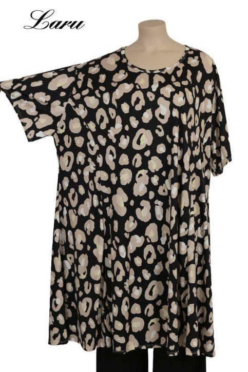 Longshirt Kurzkleid Oversize Gepard 6424  [OneSize | schwarz/taupe]