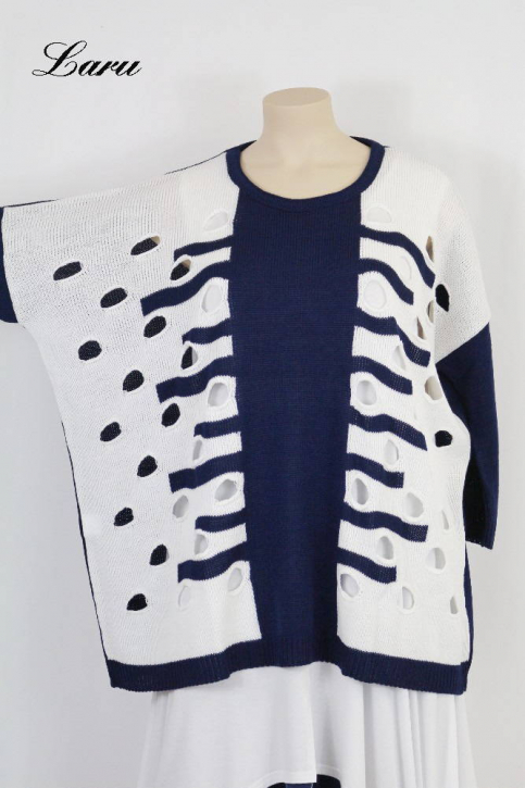 Pullover Lochmuster Part 355 [Unisex | dunkelblau/ecru]