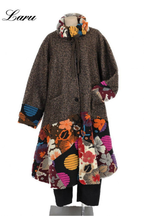 Wollmantel Patchwork braun meliert 6074 [OneSize | braun meliert]