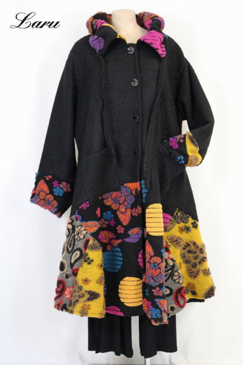 Wollmantel Patchwork schwarz 6074 [OneSize | schwarz]