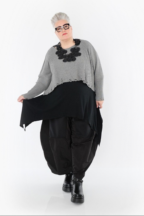 Strickpullover kurz Überwurf AKH 2538 grau