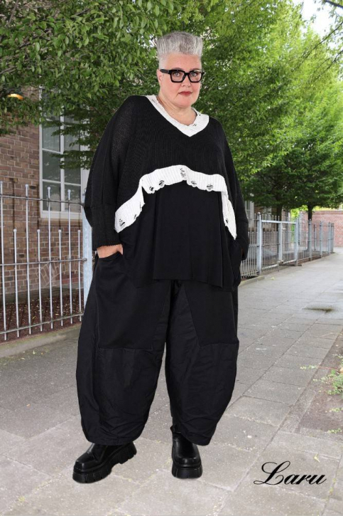 Strickpullover kurz AKH 2532 Nuvella schwarz weiß