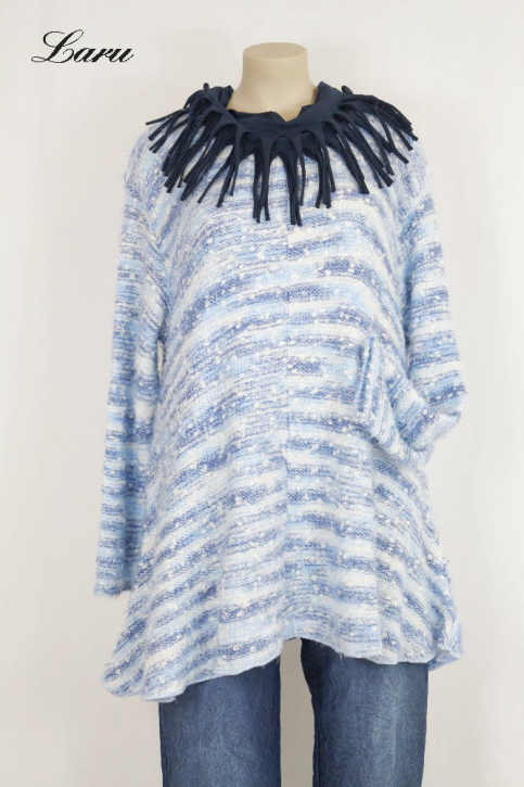 Flauschiger Boucle Strickpullover 1892 himmelblau