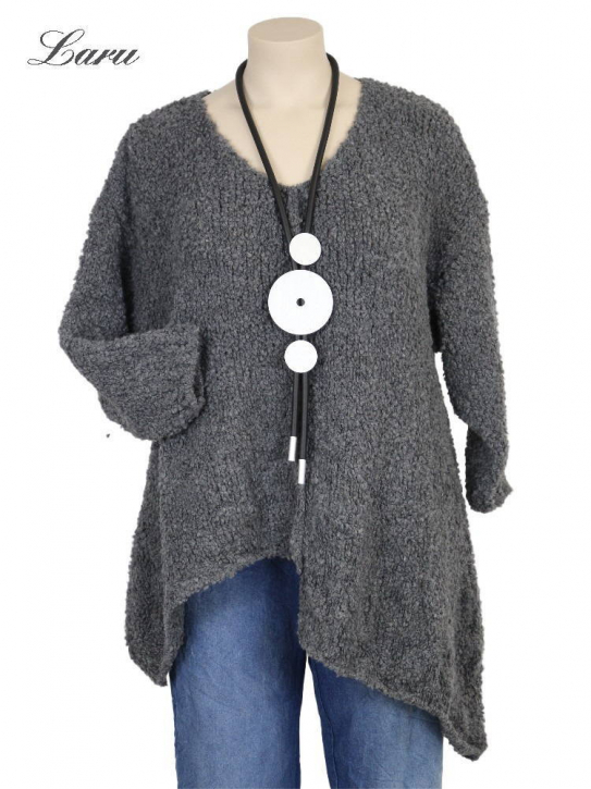 Strickpullover Wollboucle Versatz A1408 [OneSize | Grau]