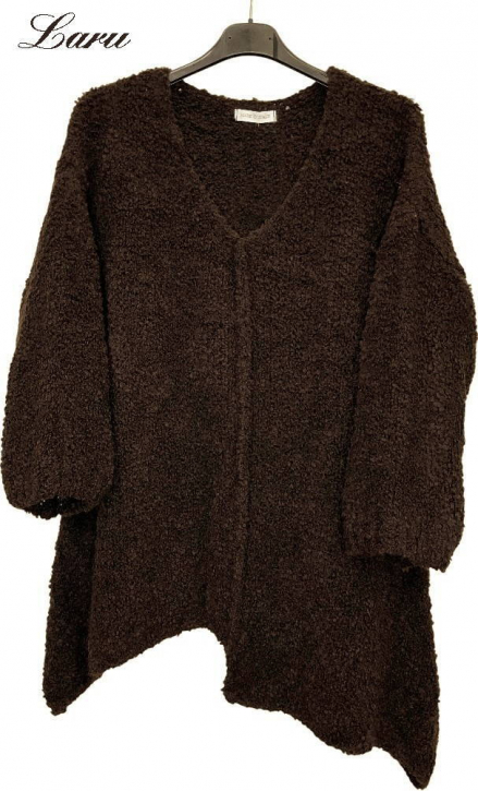 Strickpullover Wollboucle Versatz A1408 [OneSize | dunkelbraun]