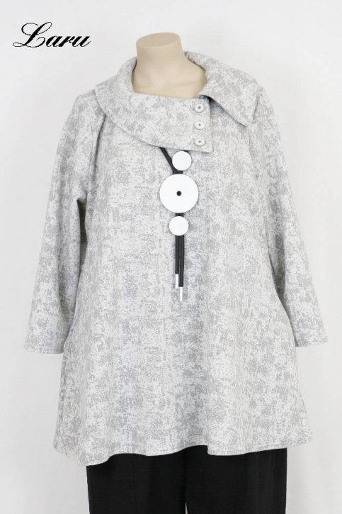 Shirt Jacquard weiß grau mit Knöpfe [4 | weiß/grau]