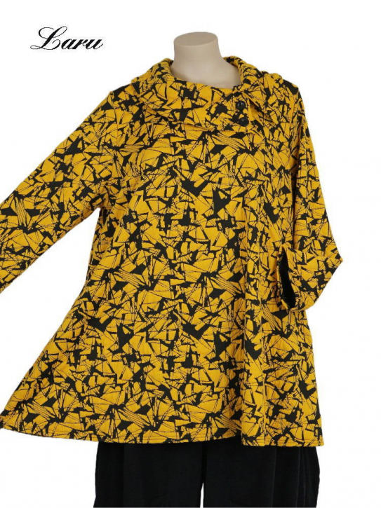 Shirt Jacquard schwarz gelb Kragen mit Knöpfe