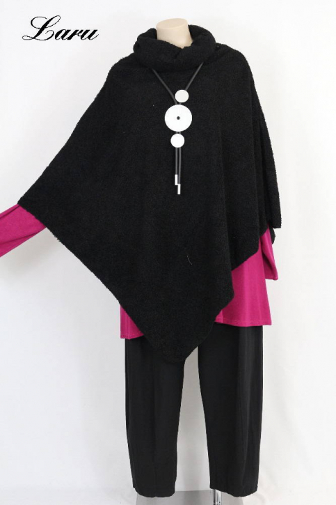 Shirt Poncho Boucle uni [OneSize | schwarz]