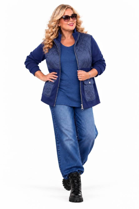Sweatjacke mit Stepp Patch dunkelblau [M | dunkelblau]