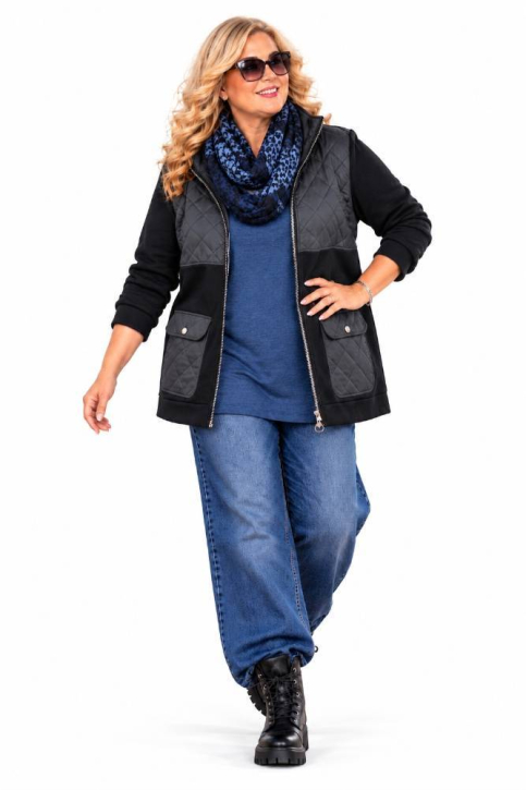 Sweatjacke mit Stepp Patch schwarz [L | schwarz]