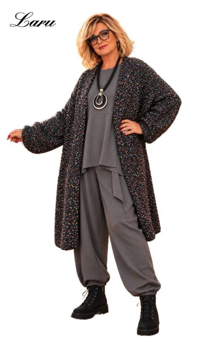 Strickjacke Cardigan bunt changiert 2618 Plus Size [OneSize | schwarz]