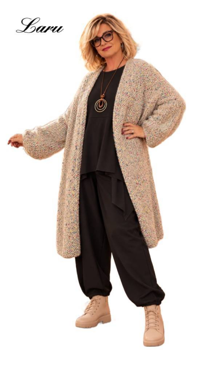 Strickjacke Cardigan bunt changiert 2618 Plus Size [OneSize | Beige]