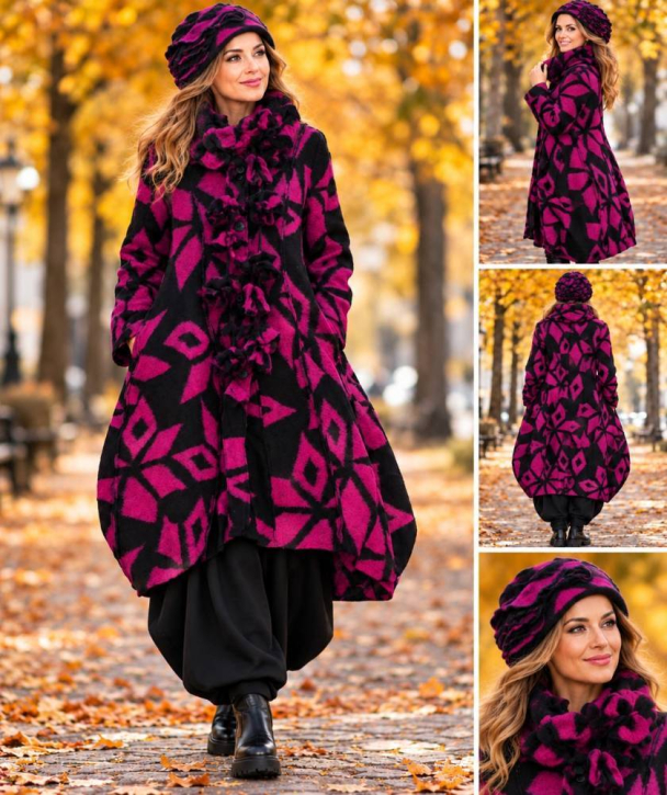 Wollmantel Winterfresh 2026 im Set [OneSize | schwarz/fuchsia]