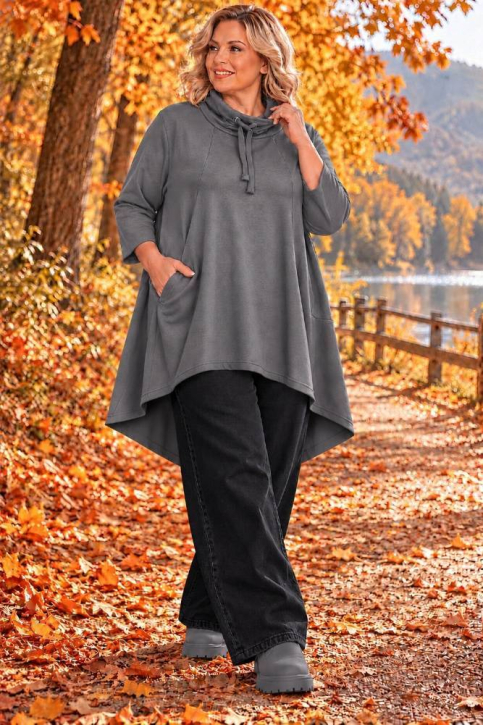 Kuschel Shirt ALine Kragen [OneSize | dunkelgrau]
