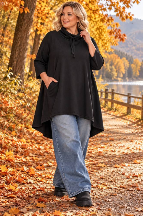 Kuschel Shirt ALine Kragen [OneSize | schwarz]