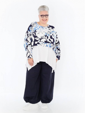 Shirt kurz kastig Sommer blau AKH 7011 Isalie [OneSize | blau/weiß]