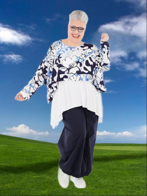 Shirt kurz kastig Sommer blau AKH 7011 Isalie [OneSize | blau/weiß]