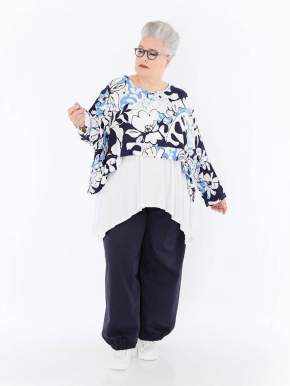 Shirt kurz kastig Sommer blau AKH 7011 Isalie [OneSize | blau/weiß]