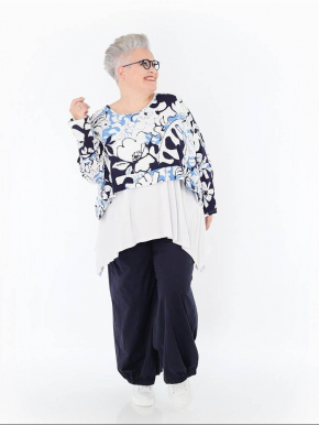 Shirt kurz kastig Sommer blau AKH 7011 Isalie [OneSize | blau/weiß]