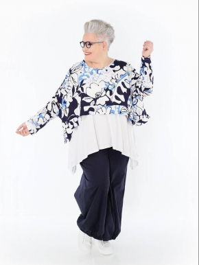 Shirt kurz kastig Sommer blau AKH 7011 Isalie [OneSize | blau/weiß]