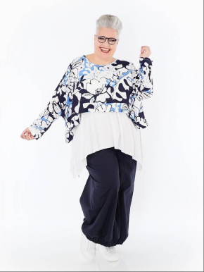 Shirt kurz kastig Sommer blau AKH 7011 Isalie [OneSize | blau/weiß]