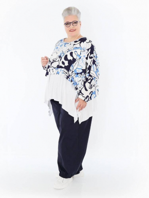 Shirt kurz kastig Sommer blau AKH 7011 Isalie [OneSize | blau/weiß]