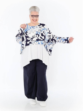 Shirt kurz kastig Sommer blau AKH 7011 Isalie [OneSize | blau/weiß]