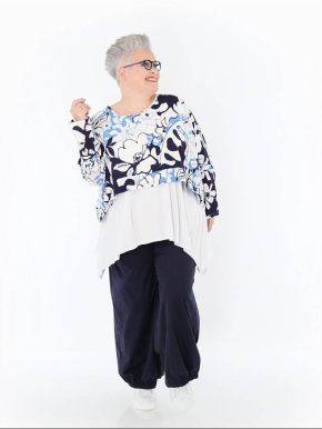 Shirt kurz kastig Sommer blau AKH 7011 Isalie [OneSize | blau/weiß]