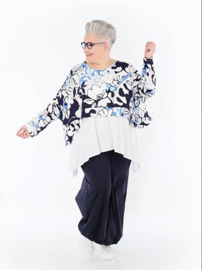 Shirt kurz kastig Sommer blau AKH 7011 Isalie [OneSize | blau/weiß]